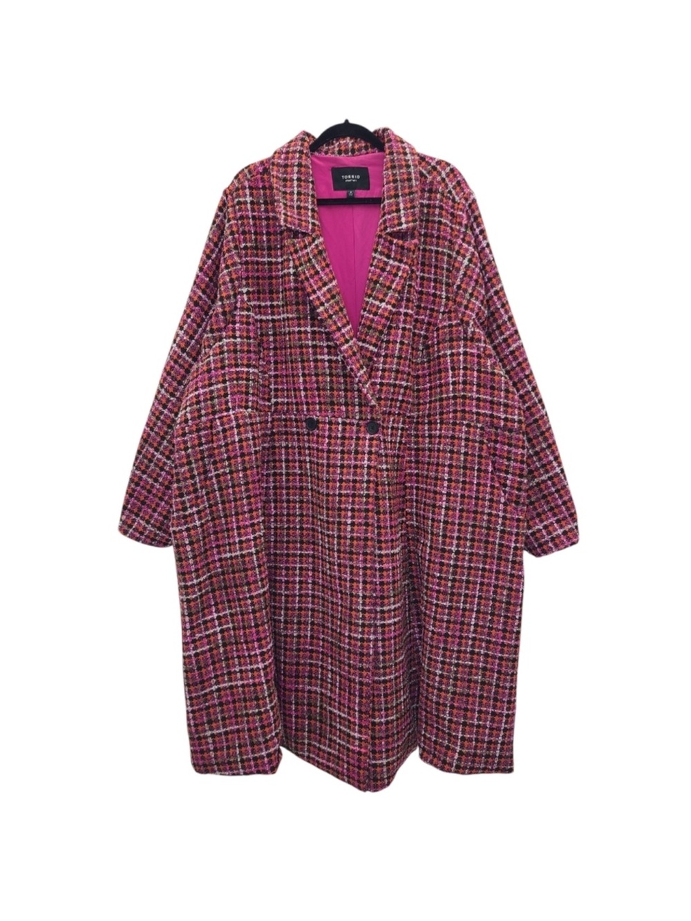 ISO Pink Plaid Double-Breasted Pea Coat
